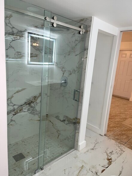 Walk in shower with glass doors - 1405 NW 121st St