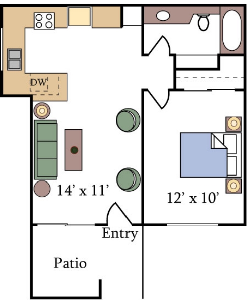 1BR/1BA - Fountain Circle Townhomes