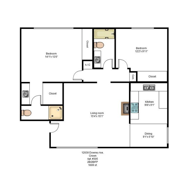 2BR/2BA - Crown Apartments