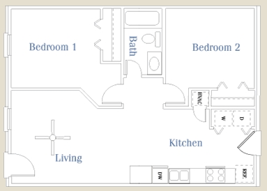 2BR/1BA - Hampton Village