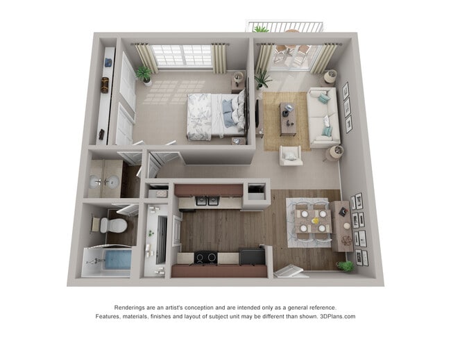1 Bed 1 Bath Floor Plan - Rosala West