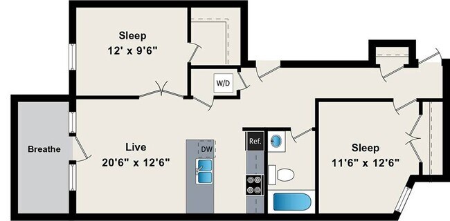 Floorplan - The Belmont by Reside Flats