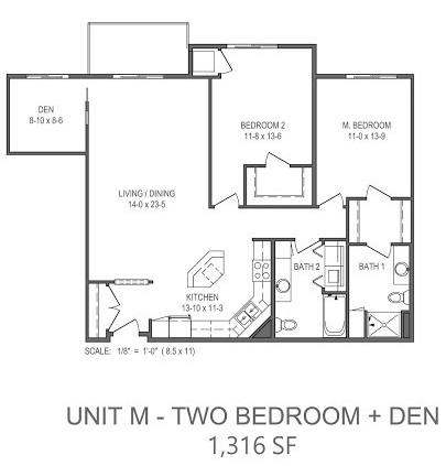 Unit M - Two Bedroom + Den - Artisan Square