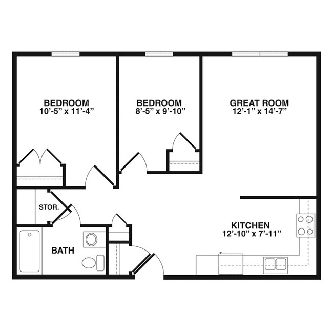 2BR/1BA - Hampton Court Apartments