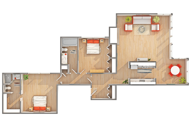 West - B5 | 2-Bedroom Floorplan - Arrive Magnolia West