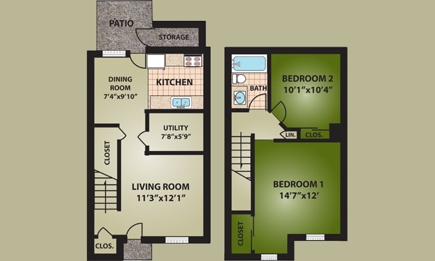 2BR/1BA - Hidden Ridge Apartments