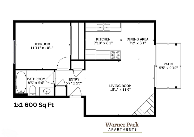 One Bedroom - 600 Sq Ft - Warner Park Apartments