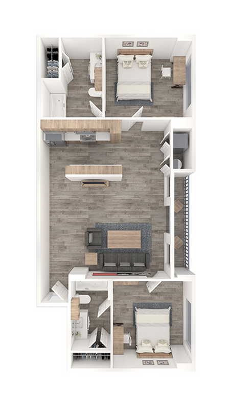 Guadalupe 2x2 Floor Plan Image - Sparq on Rio