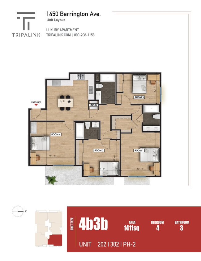 Floorplan - 1450 S Barrington Ave