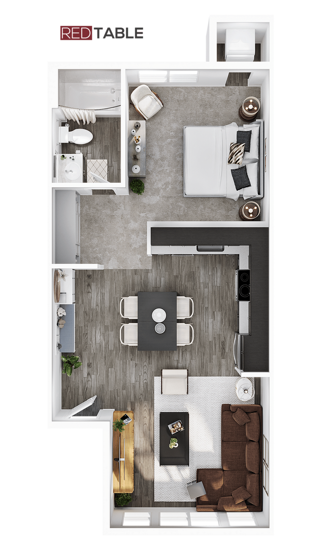 RT 1BR_1BA - A1 584sqft - Red Table Apartments