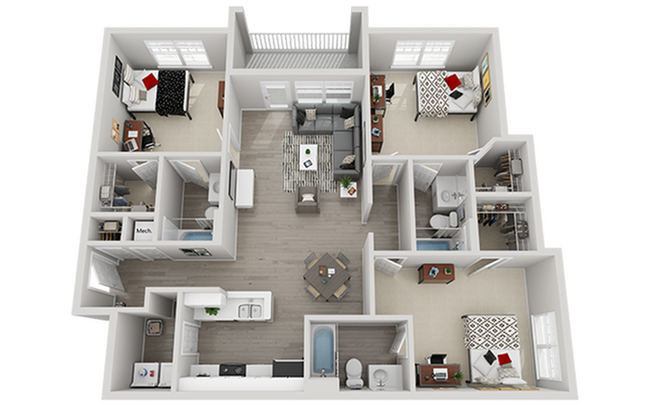 Campus Edge 3x3 Platinum Floor Plan - Campus Edge