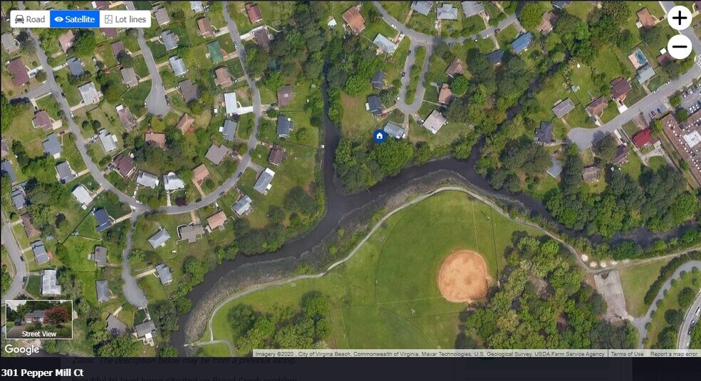Aerial view showing surroundings and neighborhood. Property is on a quiet street with minimal traffic. - 301 Pepper Mill Ct