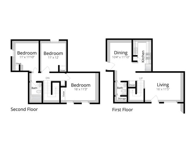 Three Bedroom Floor Plan Diagram - THE TRAILS AT MALONE