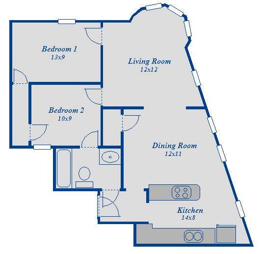 2 Bedroom Large Floorplan - Lorain Station Apartments