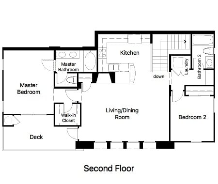 Open layout from kitchen to living room with large peninsula. - 2626 Bellezza Dr