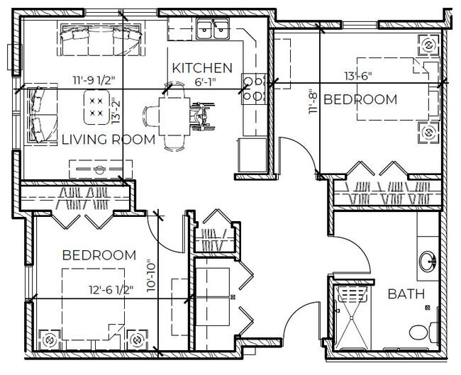 2 Bedroom Handicap Accessible Floor Plan - Milton Earl