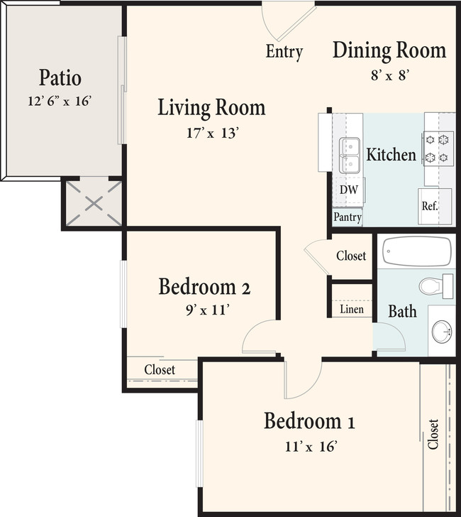 Floorplan - North Upland Terrace Apartments