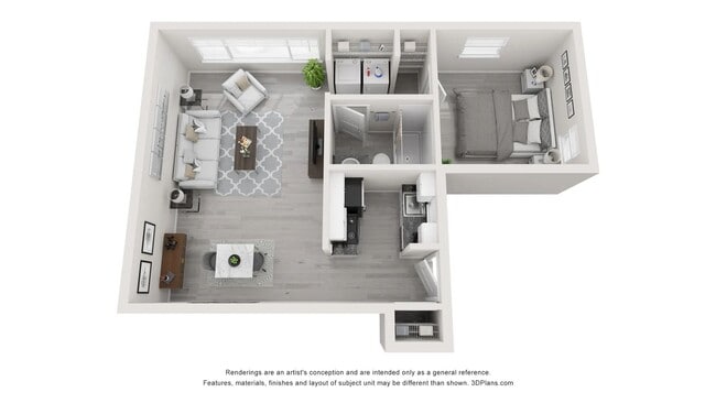 A 3D floor plan rendering of The Ariana Suite. - Lakewood Village
