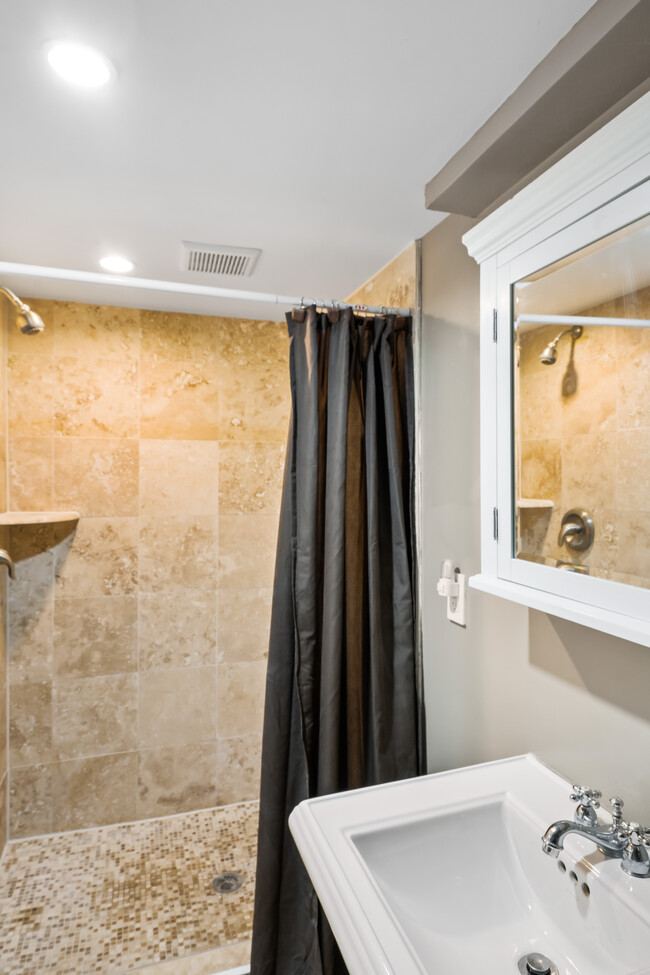 Bathroom in finished basement (walk-in shower with travertine stone tile) - 1208 Constitution Ave NE