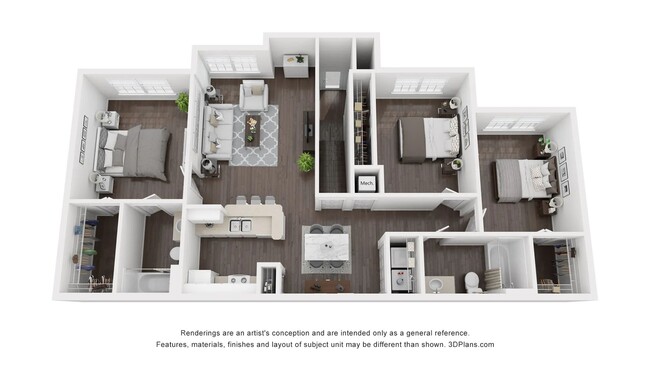 A 3D rendering of the floor plan for the Mangrove B floor plan - Charleston Cay