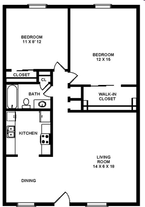 2BR/1BA - The Riverview