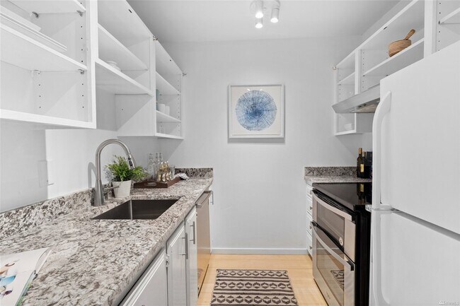 Everything mise en place in the galley kitchen - 730 Bellevue Ave E