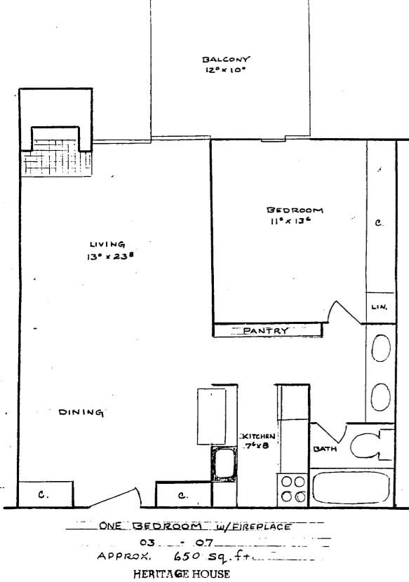 One Bedroom Floorplan - The Heritage House