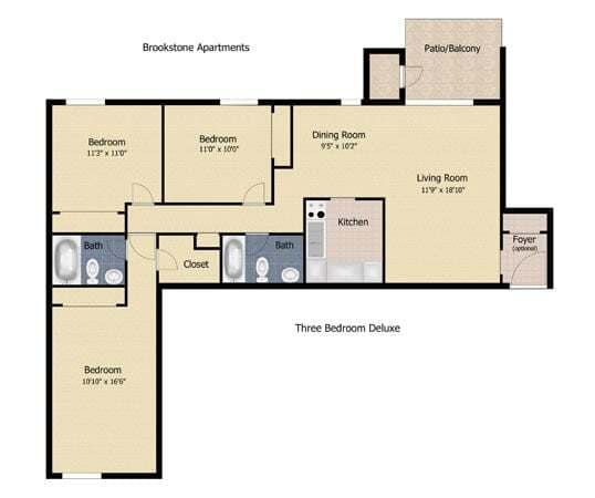 3 Bedroom Deluxe 2 Bath - Brookstone