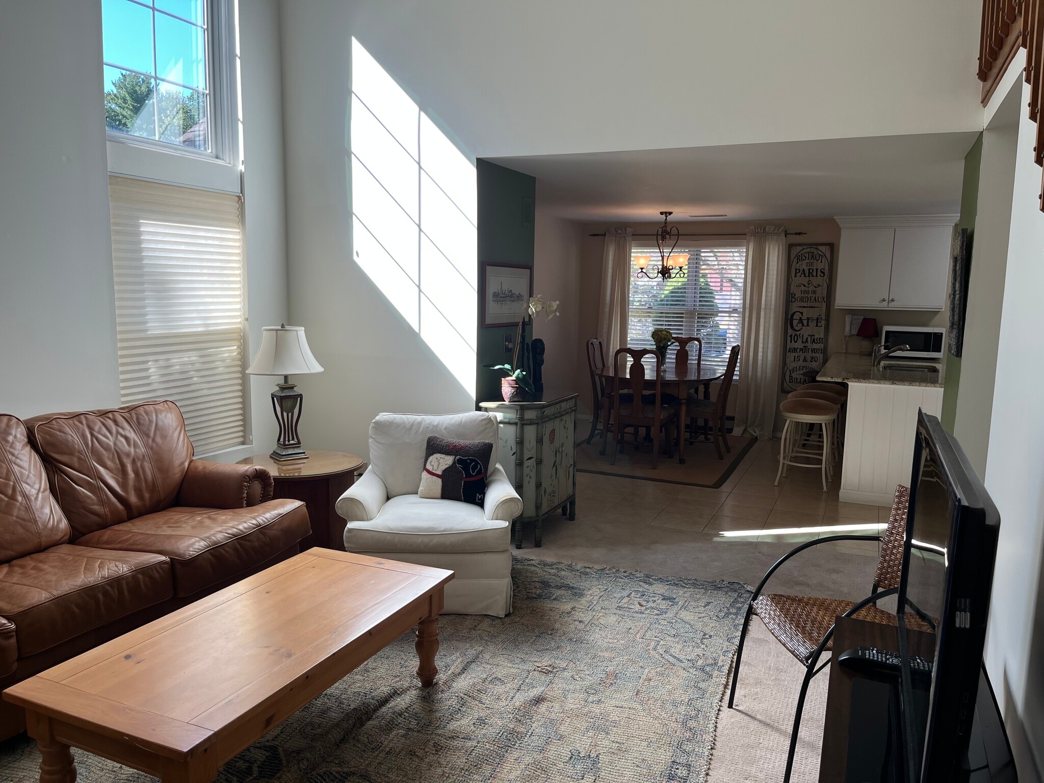 Living room with vaulted ceiling - 250 Thimbleberry Rd