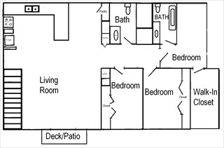 3BR/1.5BA - Woodridge Apartments