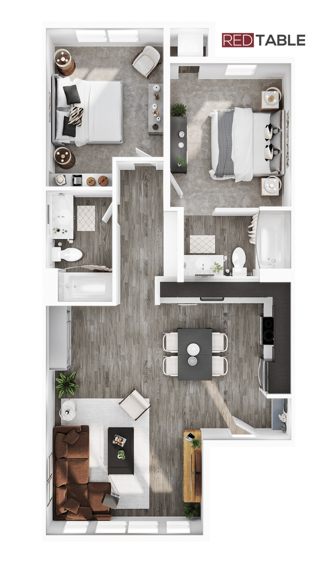 RT 2BR_2BA - B1 902sqft - Red Table Apartments