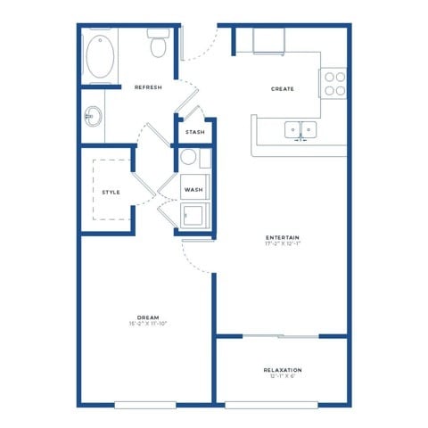 1x1 w/ Sunroom Renovated Floor Plan - Independence Park