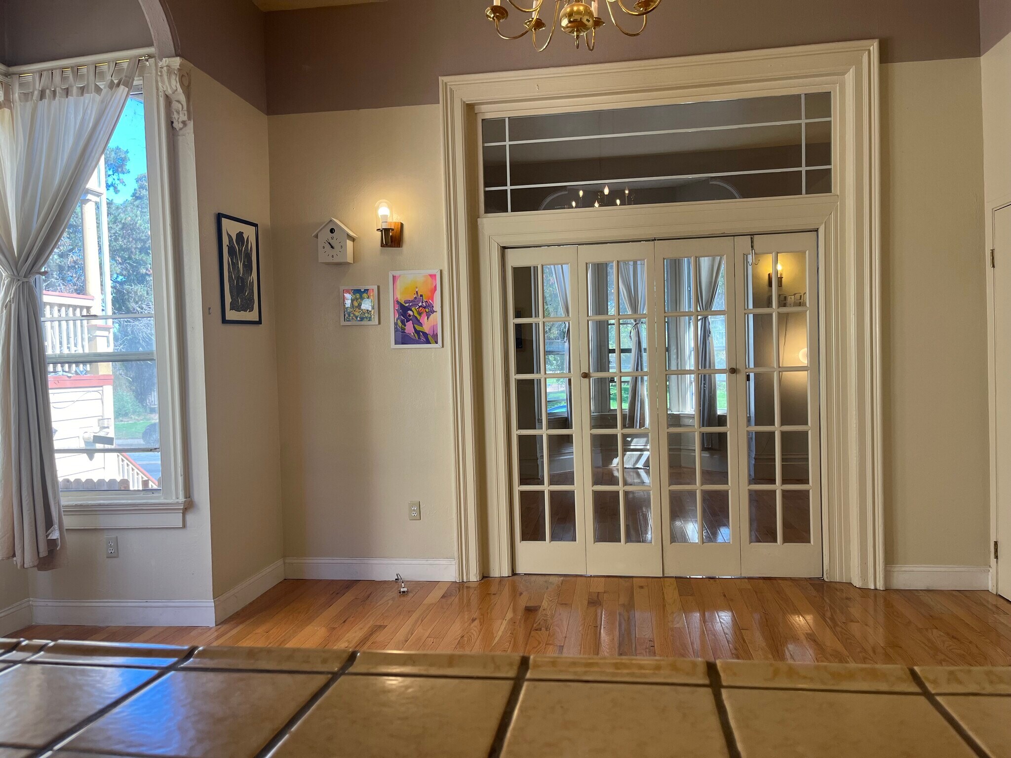 View of French doors separating living room from 2nd BR or 2nd LR - 1077 12th St