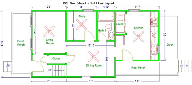 1st. Floor Layout - 220 Oak St