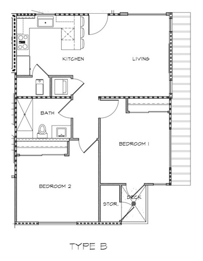 Type B Unit Floorplan - Turquoise Place