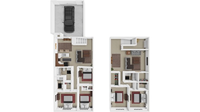 Five Bedroom 3D Floor Plan - Redbud Twin Homes