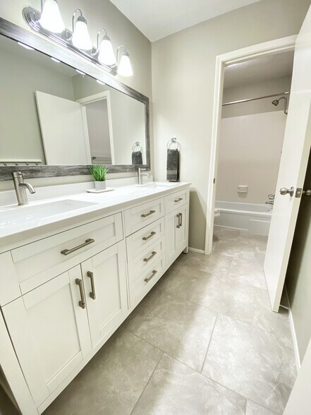 Recently renovated upstairs guest bath - 11744 S Kirkwood Rd