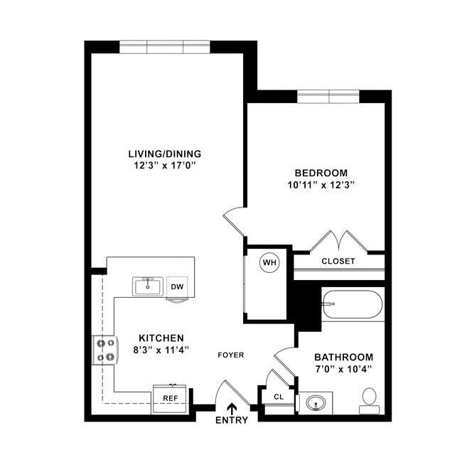 Periwinkle - 1 Bed, 1 Bath, 633-831 sq. ft. - Oakwood Meadow Senior Residences