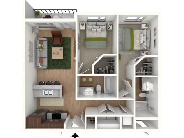 B1 - floor plan w/furniture display - Northside Apartments