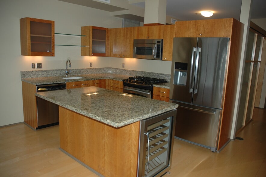modern kitchen with wine cooler - 1221 SW 10th Ave