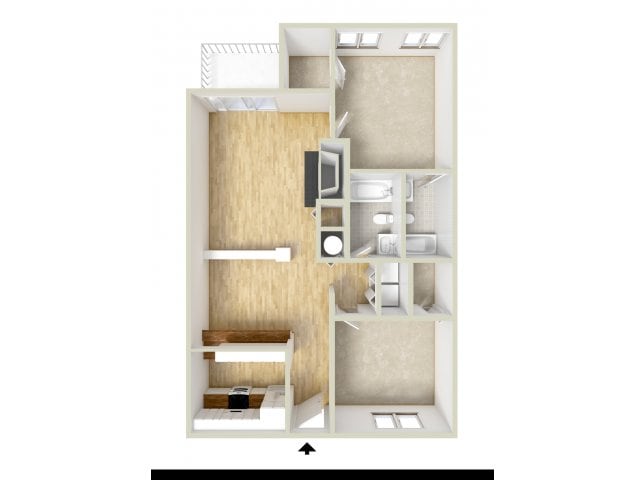 Keystone - two bedroom floor plan - Waterloo Place Apartments