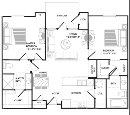 2BR/2BA - Peachtree Senior Apartments