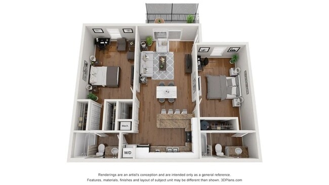A photo of our 2x2 floor plan, The Tuscany. - Adele Place