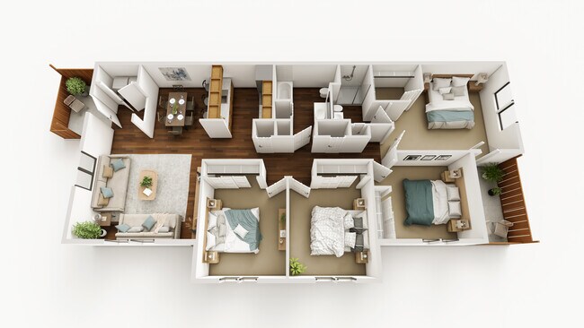 4 Beds, 2 Bath - 1370 sq. ft. - Pine Tree Apartments