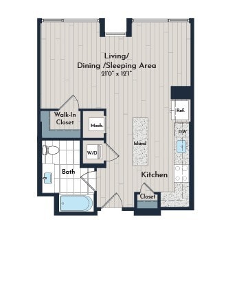 S-2 Studio Floor Plan - Meridian 2250 at Eisenhower Station