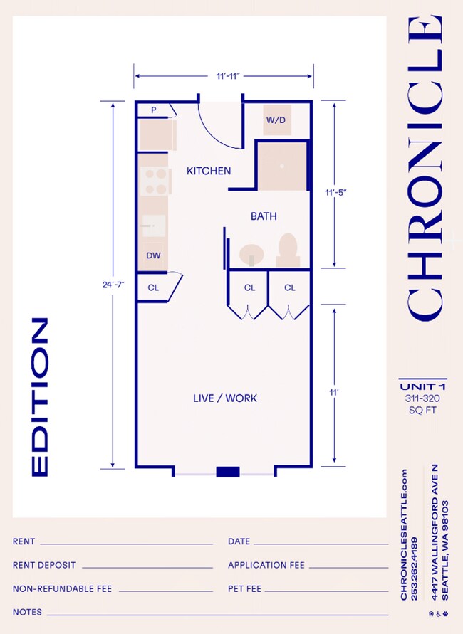 Floorplan - CHRONICLE: Stylish Wallingford Studios wi...
