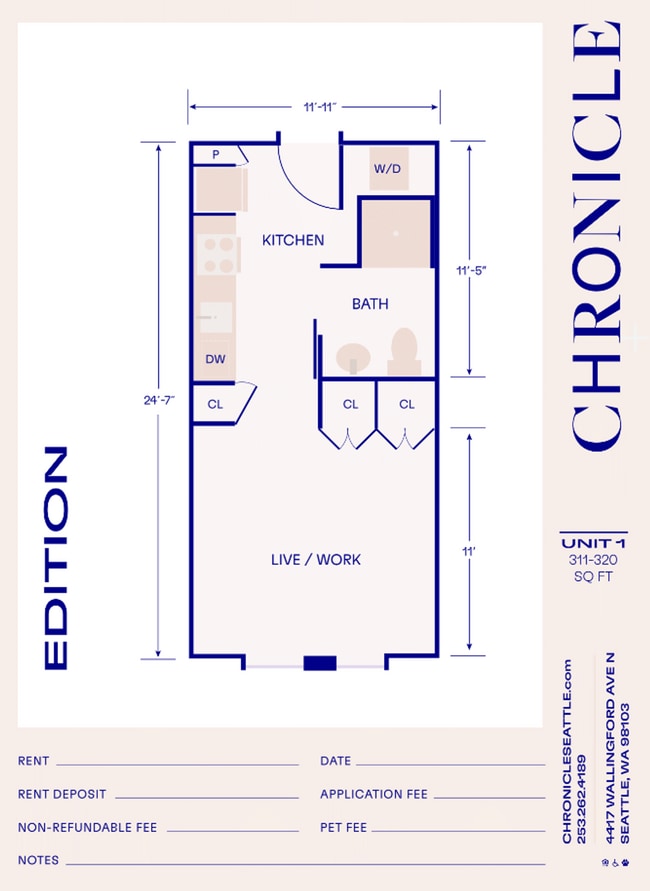 Floorplan - CHRONICLE: Stylish Wallingford Studios with Full Appliance Package & Premium Amenities