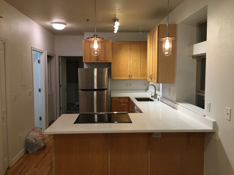 Updated kitchen with quartz countertop and SS appliances. - 1600 Humboldt Street