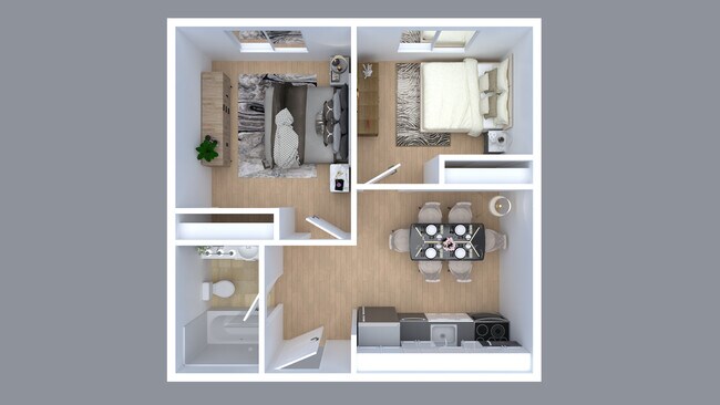 2 X 1 Floor Plan - Oxbow Apartments