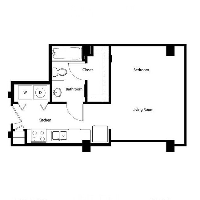 Gallery At Turtle Creek - E0 - 1 Beds - 1 Baths - 457 Sq. ft. - Gallery At Turtle Creek